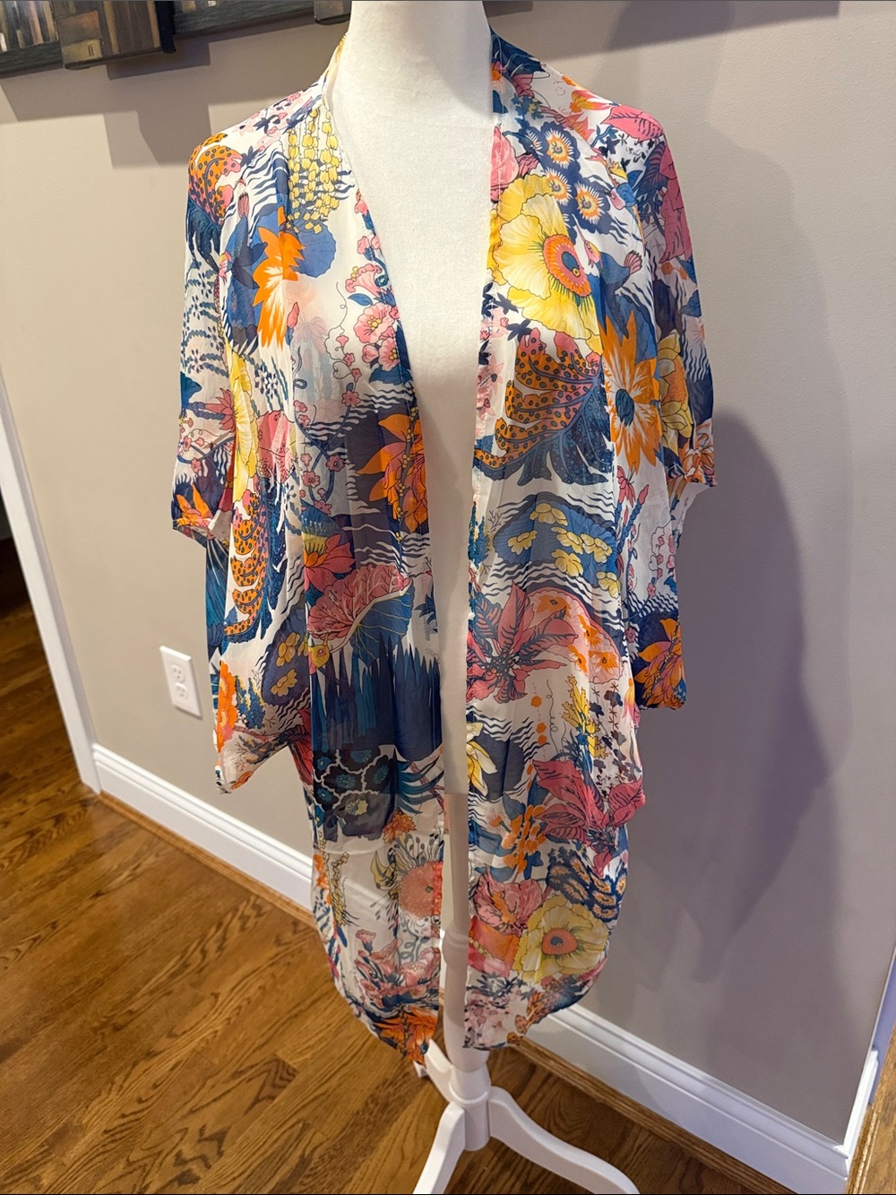 Floral Multicolor Lightweight Kimono Cardigan - Women